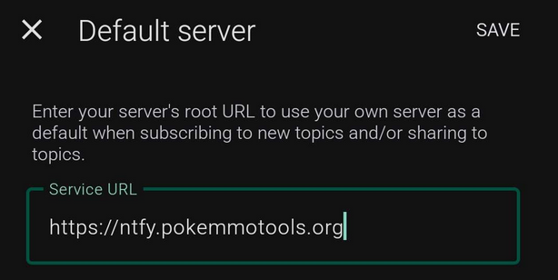 ntfy Android default server screenshot