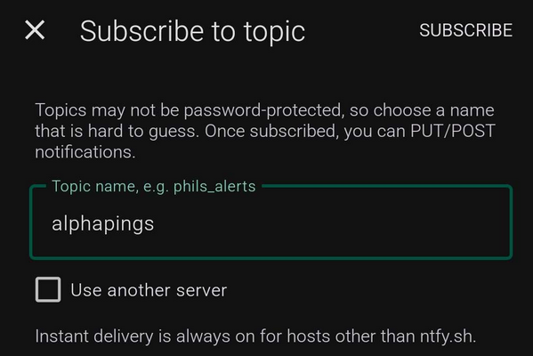 ntfy Android add subscription screenshot